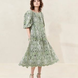Loeffler Randall Green and White Lace Dress